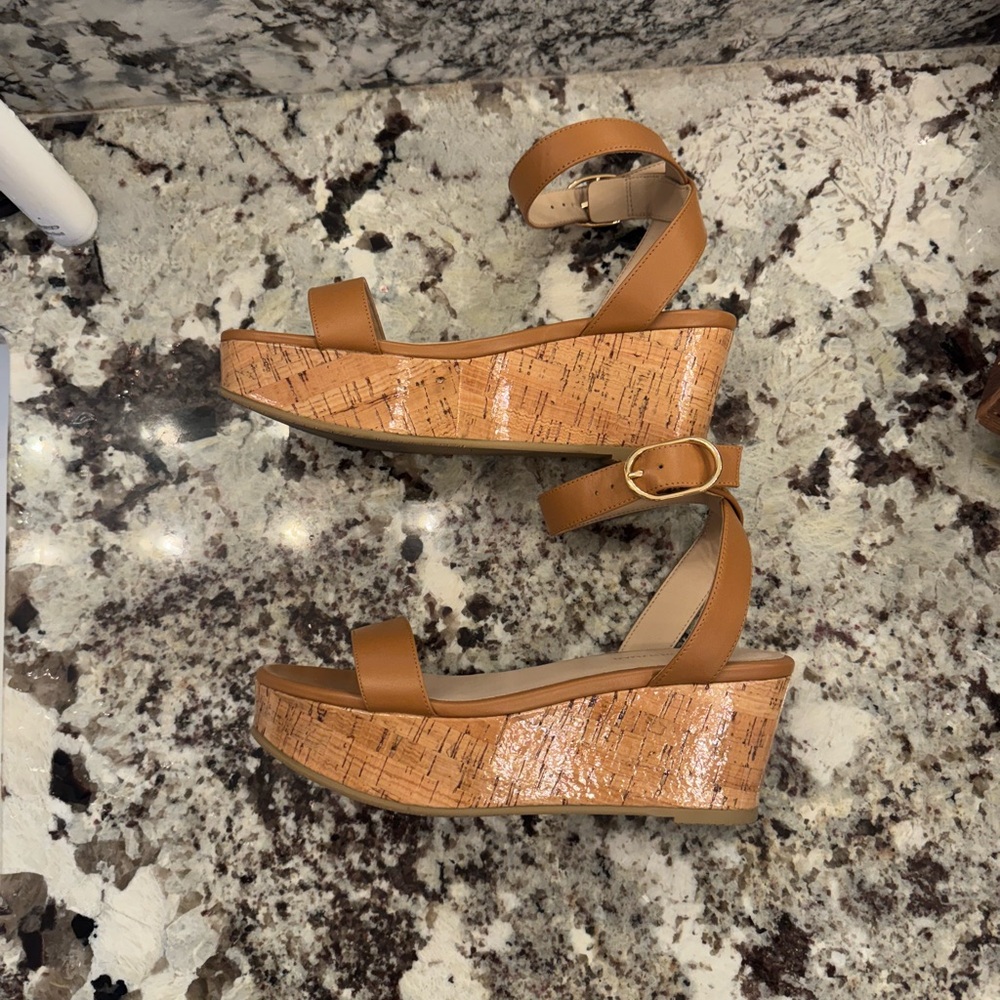 Stuart Weitzman Tan Wedge Sandals - Picture 3 of 8